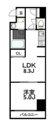 長堀橋駅 徒歩3分 10階の物件間取画像