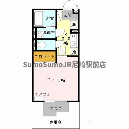 園田駅 徒歩10分 1階の物件間取画像