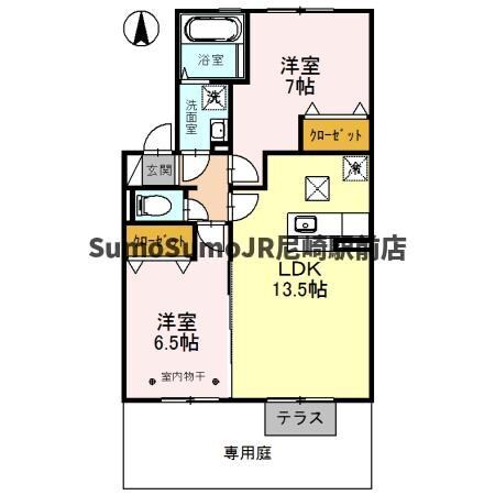 立花駅 徒歩15分 1階の物件間取画像