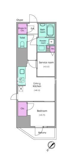 レジディア中目黒Ⅲの物件間取画像