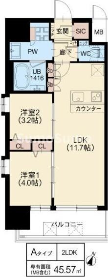 西中島南方駅 徒歩11分 11階の物件間取画像