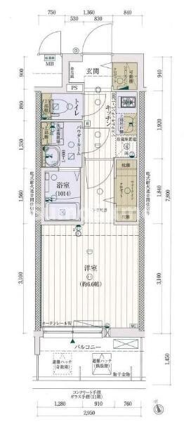 日本橋駅 徒歩10分 11階の物件間取画像