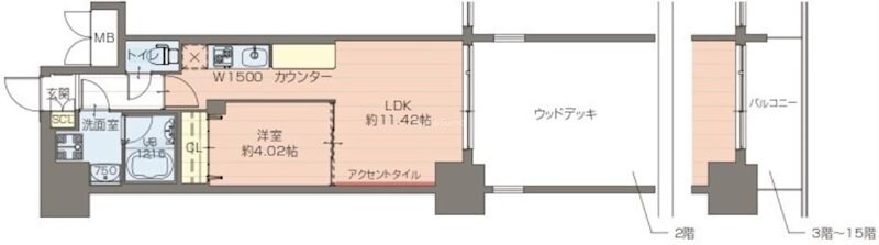 谷町四丁目駅 徒歩3分 3階の物件間取画像