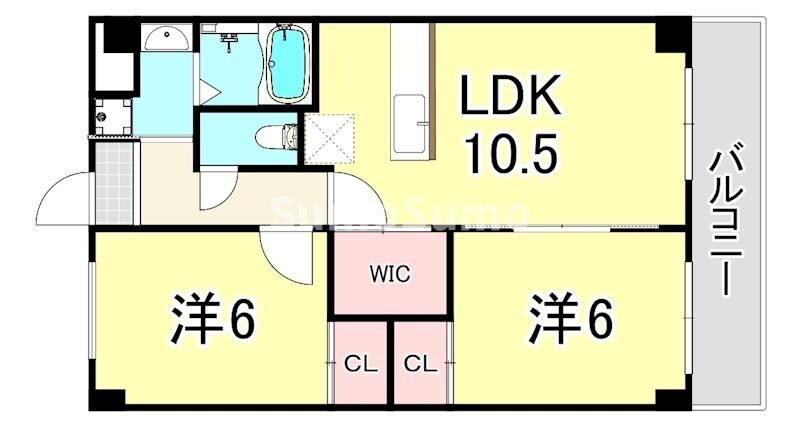 園田駅 徒歩23分 3階の物件間取画像