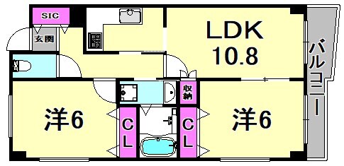 園田駅 徒歩5分 3階の物件間取画像