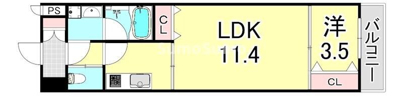 江坂駅 徒歩5分 2階の物件間取画像