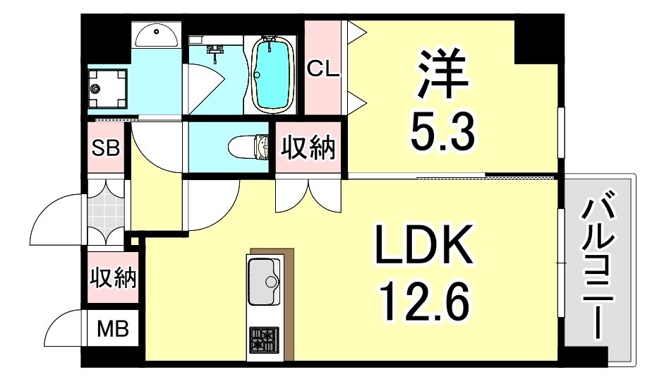 江坂駅 徒歩1分 12階の物件間取画像