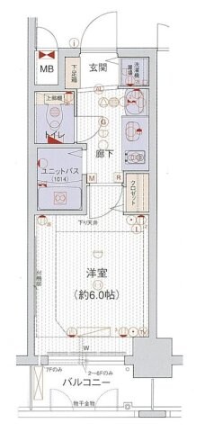 堺筋本町駅 徒歩1分 6階の物件間取画像