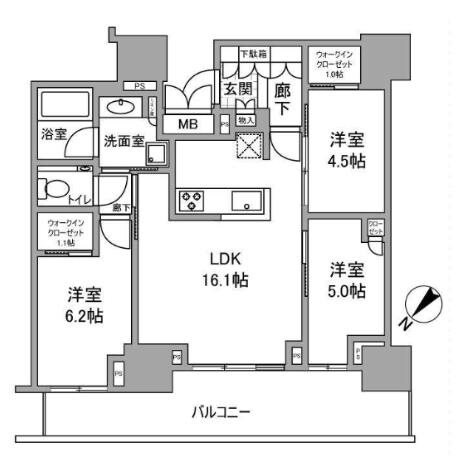 グランドメゾン上町台レジデンスタワーの物件間取画像