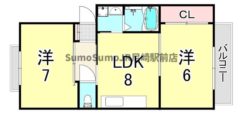 出屋敷駅 徒歩1分 2階の物件間取画像