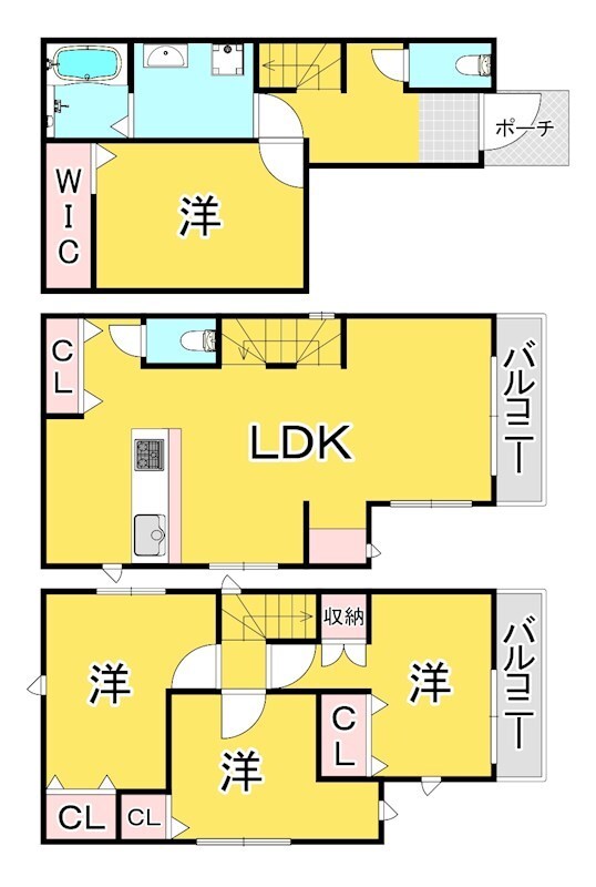 笹原駅 徒歩10分 1-3階の物件間取画像