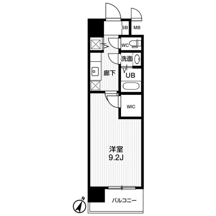 阿波座駅 徒歩2分 13階の物件間取画像