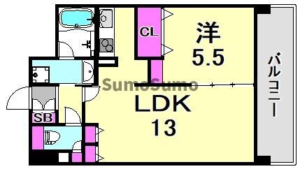 尼崎駅 徒歩8分 6階の物件間取画像