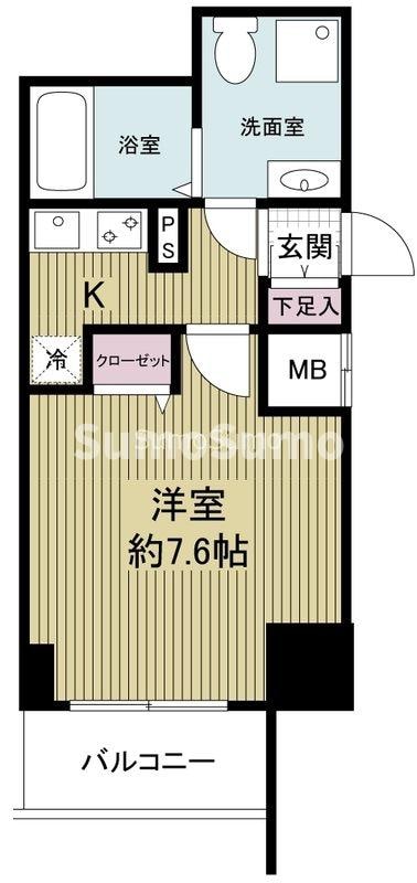 玉造駅 徒歩1分 13階の物件間取画像