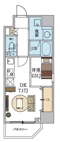 西長堀駅 徒歩5分 7階の物件間取画像