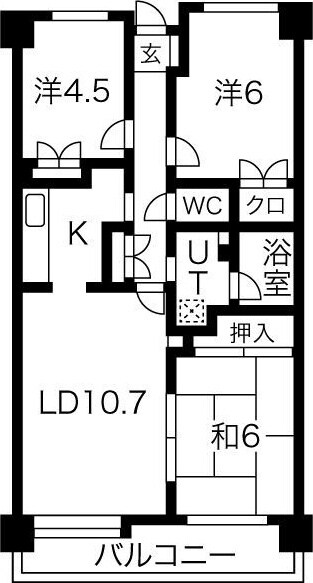 大橋パークマンションの物件間取画像