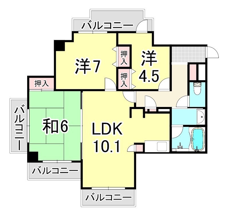 猪名寺駅 徒歩15分 5階の物件間取画像