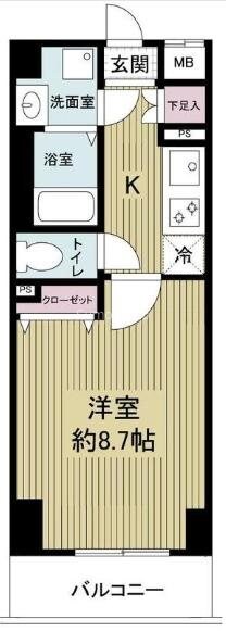 玉造駅 徒歩1分 4階の物件間取画像