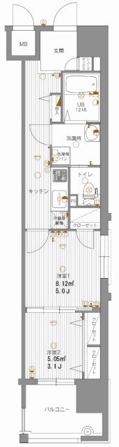 渡辺通駅 徒歩3分 14階の物件間取画像