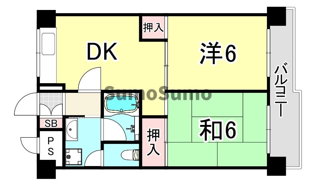 大物駅 徒歩5分 9階の物件間取画像