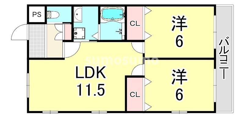 猪名寺駅 徒歩18分 2階の物件間取画像