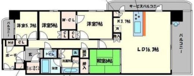 ＪＲ難波駅 徒歩1分 21階の物件間取画像