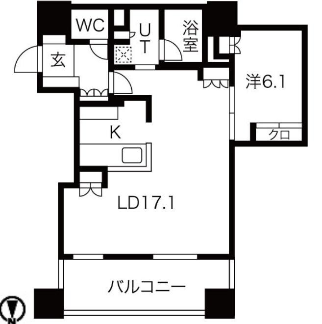 ローレルタワー心斎橋の物件間取画像