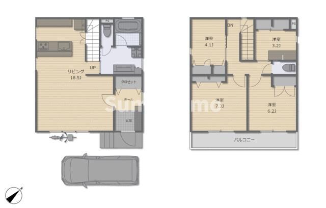 用賀１丁目戸建の物件間取画像