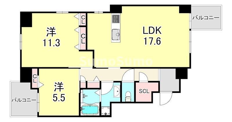 六本松駅 徒歩5分 3階の物件間取画像