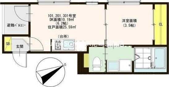 ハーモニーテラス千舟Ⅱの物件間取画像