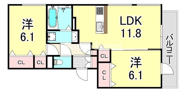 La Maison 塚口の物件間取画像