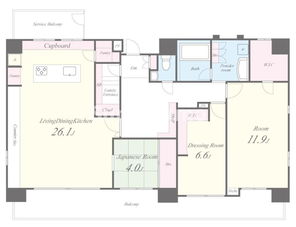 玉造駅 徒歩1分 9階の物件間取画像