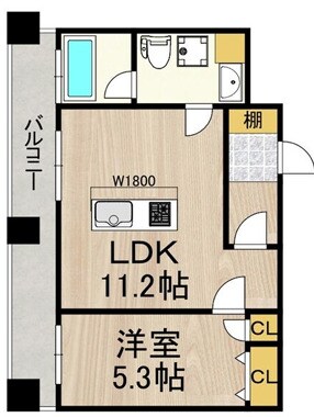 肥後橋駅 徒歩5分 5階の物件間取画像