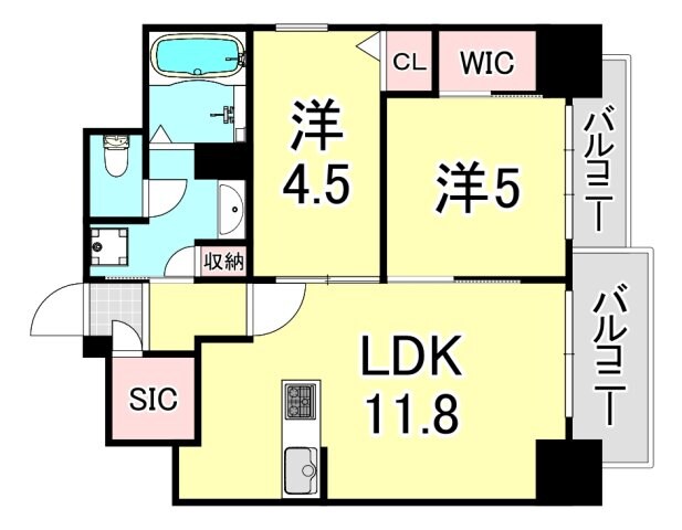 ルフォンプログレ新町の物件間取画像
