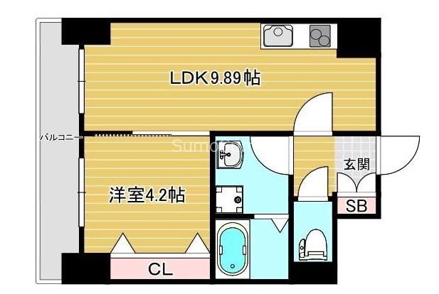 谷町六丁目駅 徒歩1分 7階の物件間取画像