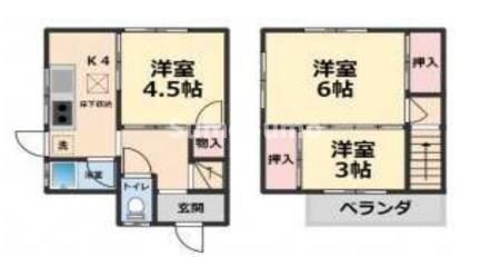 稲野駅 徒歩15分 1-2階の物件間取画像