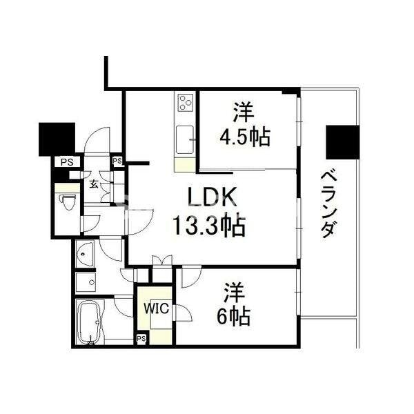 クレヴィアタワー御堂筋本町の物件間取画像