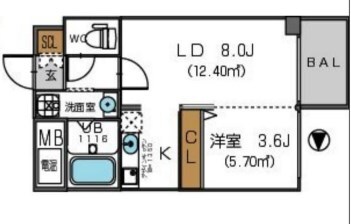 阿波座駅 徒歩3分 7階の物件間取画像