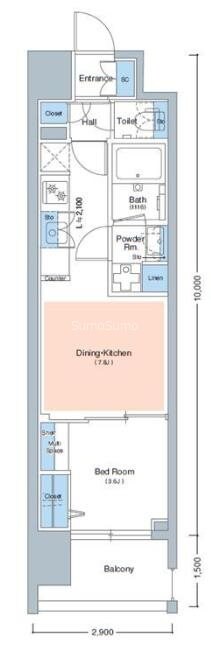 桜川駅 徒歩3分 10階の物件間取画像