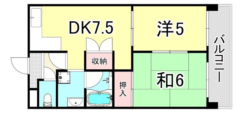 出屋敷駅 徒歩2分 4階の物件間取画像