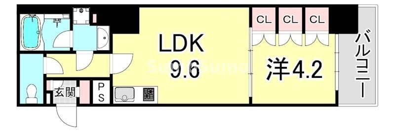 江坂駅 徒歩5分 10階の物件間取画像