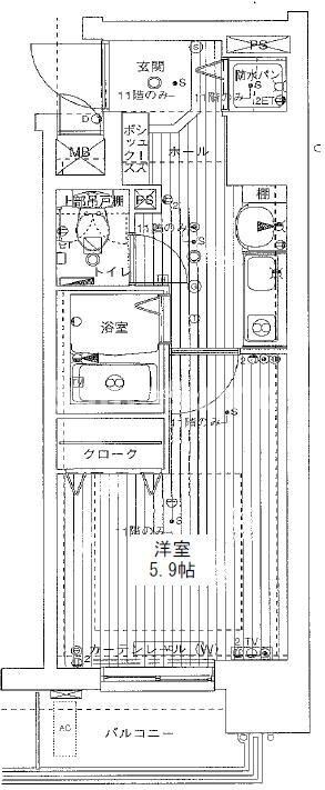 谷町六丁目駅 徒歩5分 4階の物件間取画像