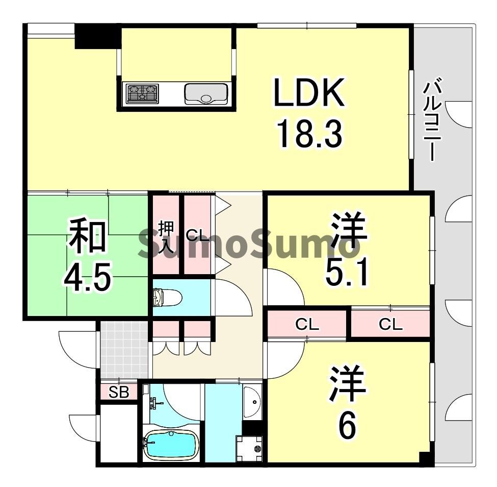 武庫之荘駅 徒歩16分 1階の物件間取画像