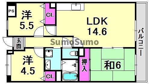 塚口駅 徒歩3分 4階の物件間取画像