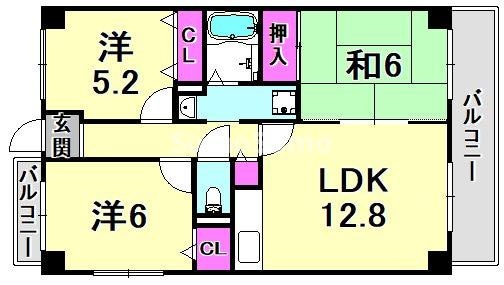 立花駅 徒歩4分 5階の物件間取画像