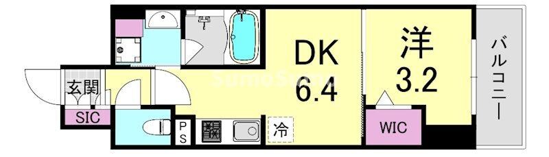 肥後橋駅 徒歩3分 15階の物件間取画像