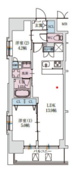 スプランディッド上本町WESTⅡの物件間取画像
