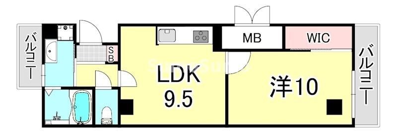 四ツ橋駅 徒歩1分 17階の物件間取画像