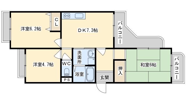 エスポワール高槻の物件間取画像