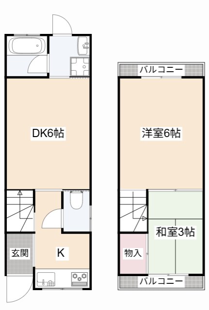高槻市淀の原町貸家の物件間取画像